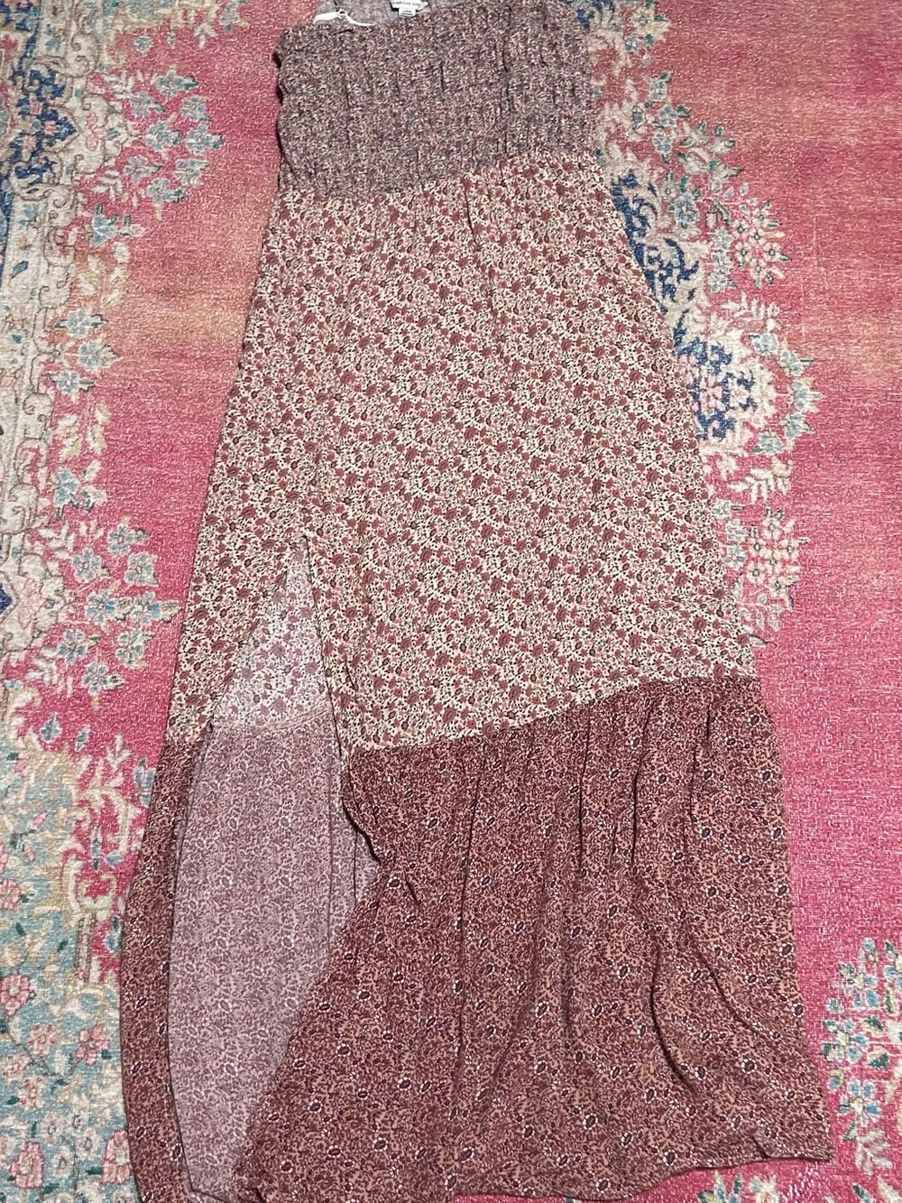 American Eagle Outfitters Rose-Tone Floral Smocked Maxi dress